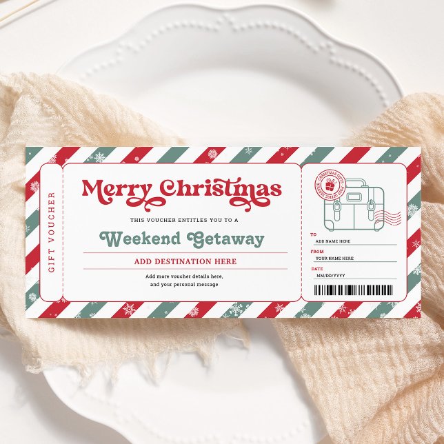 Invitación Voucher de billete de regalo de Navidad de escapad (Subido por el creador)
