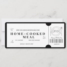 Invitación Voucher de Comida Casera Minimalista y Audaz
