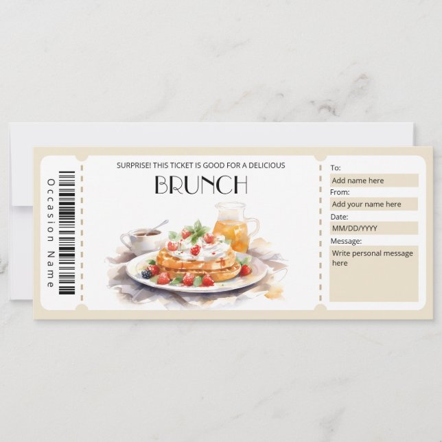 Invitación Voucher de regalo de Brunch, certificado de regalo (Anverso)