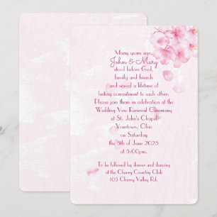 Invitación Vow Las flores de cerezo rosa de renovación invita