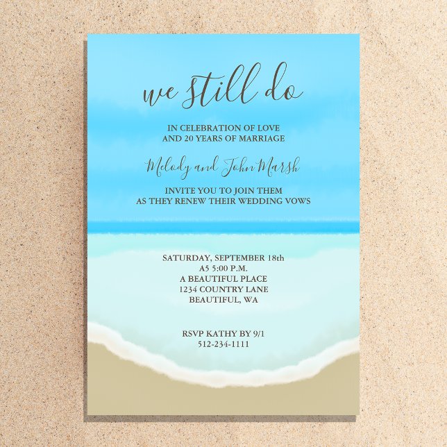 Invitación Vow Renewal Boda Watercolor Beach (Subido por el creador)