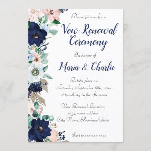 Invitación Vow Renewal Ceremony Elegant Florals