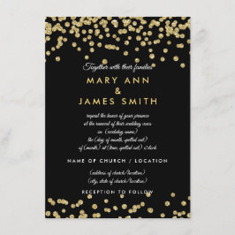 Invitación Vow Renewal Gold Faux Purpurina Confetti Black