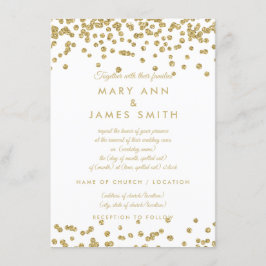 Invitación Vow Renewal Gold Faux Purpurina Confetti White