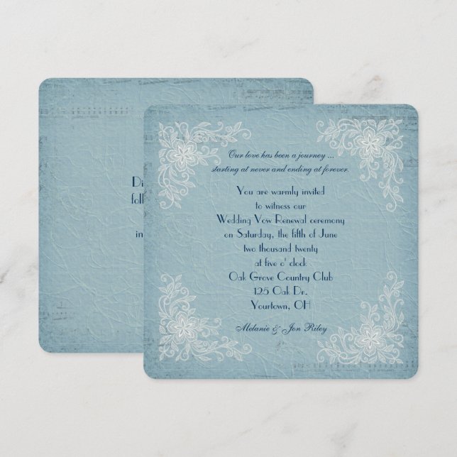 Invitación Vow Renewal-lace corners y música (Anverso / Reverso)