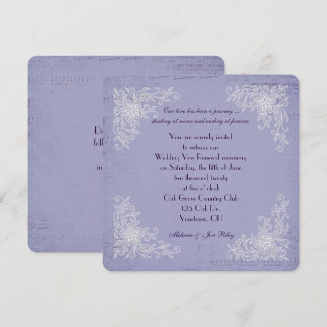 Invitación Vow Renewal-lace corners y música (Anverso / Reverso)