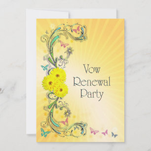 Invitación Vow Renewal party Invitation with yellow flower