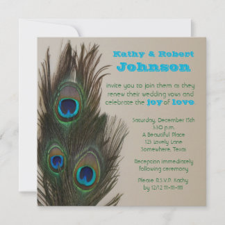 Invitación Vow Renewal Peacock Feathers