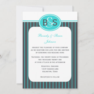 Invitación Vow Renewal Robin Egg Blue Stripe