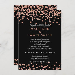 Invitación Vow Renewal Rosa Gold Faux Purpurina Confetti Blac