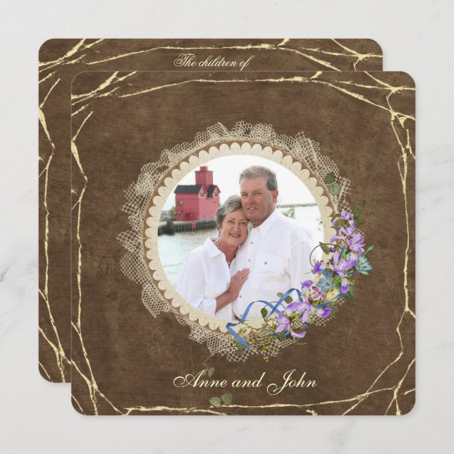 Invitación Vow Renewar marco vintage (Anverso / Reverso)