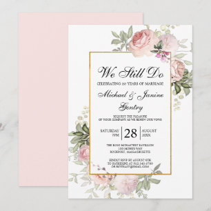 Invitación Vow Renewy Dusty Rubor Pink Rose Floral