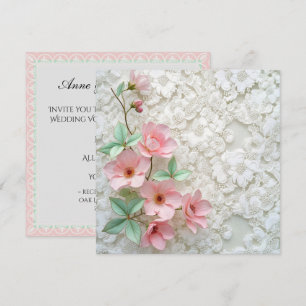 Invitación Vow Renovación De Flores Rosadas En Ropa Bridal Bl