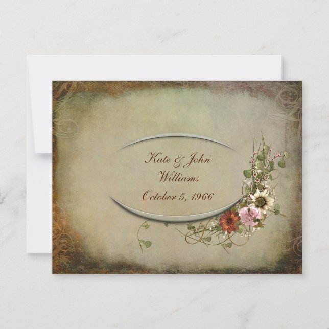 Invitación Vow Renovación del marco floral (Anverso)