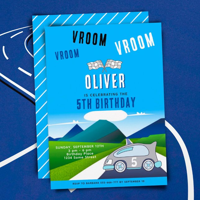 Invitación Vroom Vroom Carreras Car en Road Boy Cumpleaños (Subido por el creador)