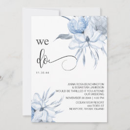 Invitación *~* Vs. Floral azul turquesa - Rosa QR BODA AR15