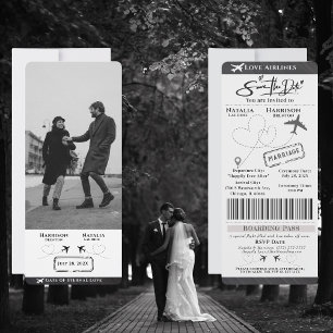 Invitación Vuela con Amor: Pase de Abordar Guarda la Fecha