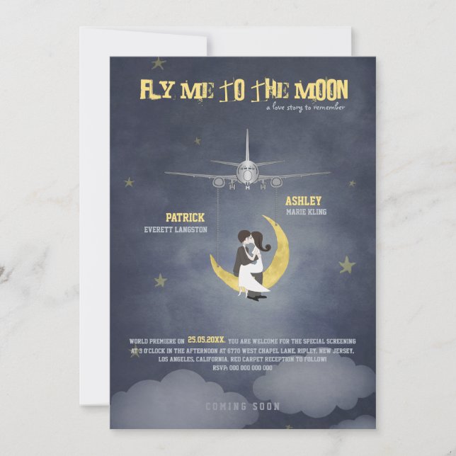 Invitación Vuéleme a la boda de la luna 2 - cartel de (Anverso)