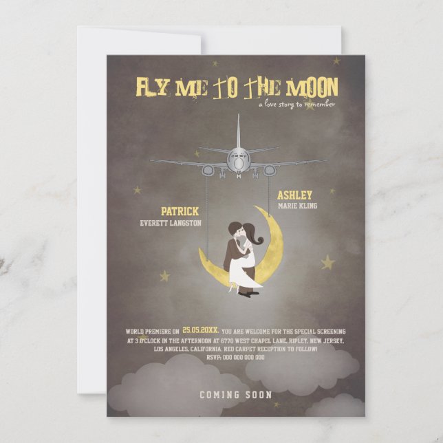 Invitación Vuéleme a la boda de la luna 2 - cartel de (Anverso)