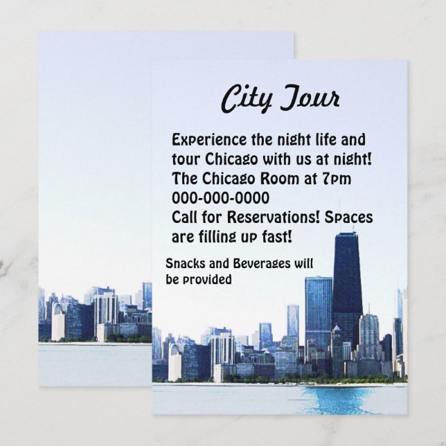 Invitación Vuelo de Chicago Tour (Anverso / Reverso)