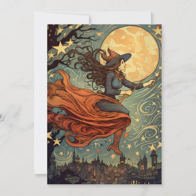 Invitación Vuelo de medianoche de la bruja (Anverso)