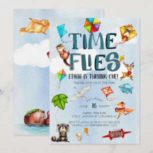 Invitación Vuelos de tiempo   Kite Tema Fiesta del primer cum