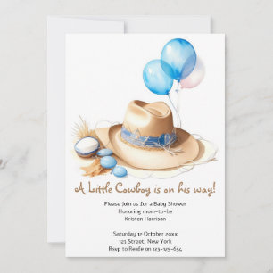 Invitación Vuelta 'Em Up - Baby Shower Watercolor Cowboy