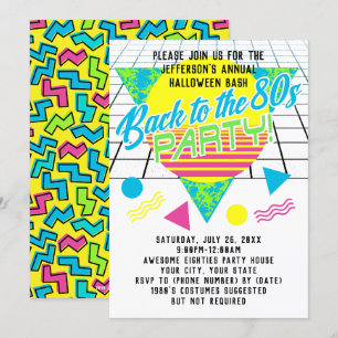 Invitación Vuelve a los 80s Geométrico Fiesta de los ochenta