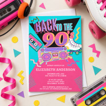 Vuelve a los 90 Fiesta de Cumpleaños Retro Neon