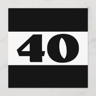 Invitación W857, blanco y negro, Fiesta de 40 años