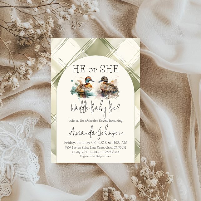 Invitación Waddle, es revelación de género del pato mallard (Subido por el creador)