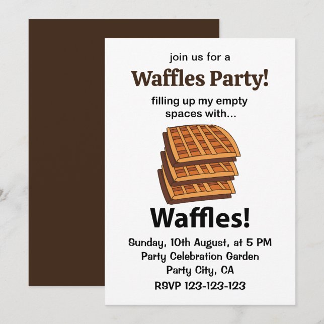 Invitación Waffles Rellenando Mis Espacios Vacíos Con Waffles (Anverso / Reverso)