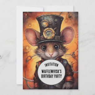 Invitación Wafflewhisk Steampunk Animal nombre personalizado