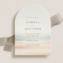 Invitación Wailea Watercolor Minimalista Elegante Boda de Pla