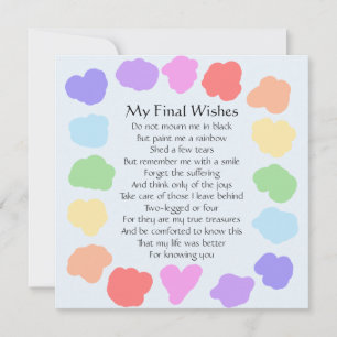 Invitación Wake / Memorial de personalizable — Poema arcoiris