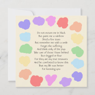 Invitación Wake / Memorial de personalizable — Poema arcoiris