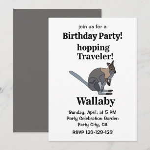 Invitación Wallaby Animal Wildlife Funny Birthday Party