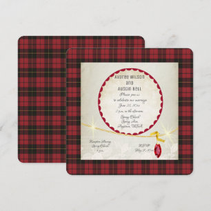 Invitación Wallace Red Tartan Garden Wedding