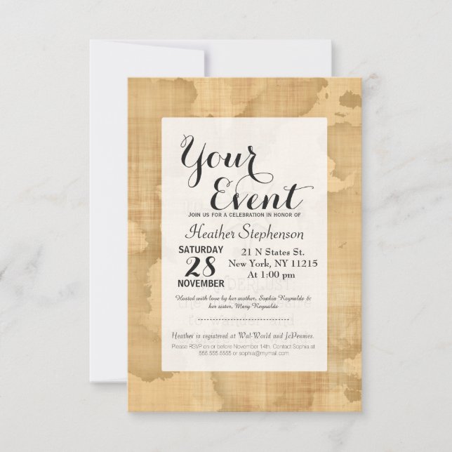 Invitación Wanderlust..." Cita itinerante sobre papel de époc (Anverso)