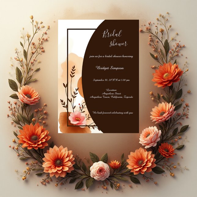 Invitación Warm Autumn Peach Frame Bridal Shower (Subido por el creador)