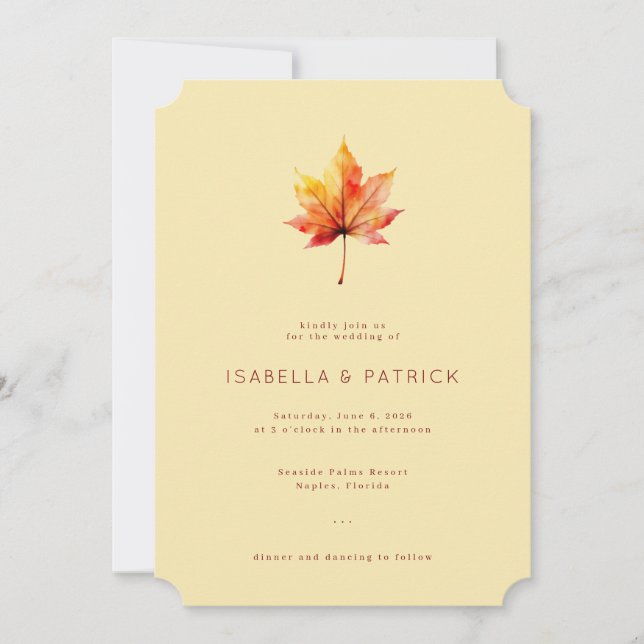 Invitación Warm Beige Watercolor Leaf Elegancy (Anverso)