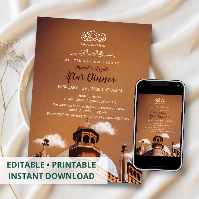 Invitación Warm Brown Mosque Ramadan Iftar Invitation (Subido por el creador)