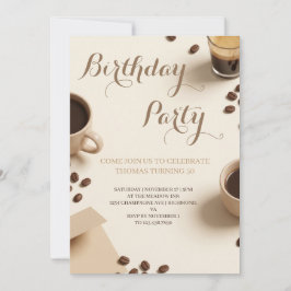 Invitación Warm Coffee-Themed Birthday Party