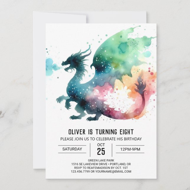Invitación Warm Dragon Birday Printable (Anverso)