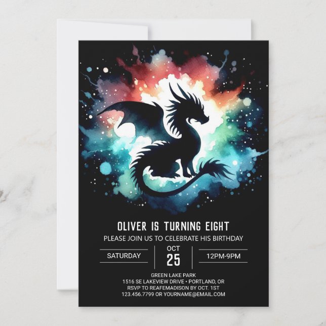 Invitación Warm Dragon Birthday Digital (Anverso)