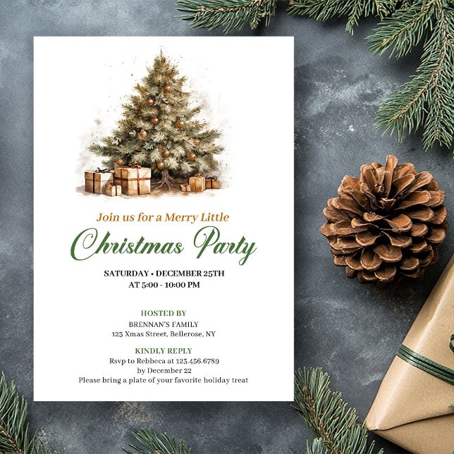 Invitación Warm Earthy Colors Christmas Tree Holiday Invite (Warm Earthy Colors Christmas Tree Holiday Invite)