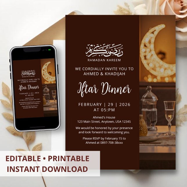 Invitación Warm Lantern Table Setting Ramadan Iftar Dinner (Subido por el creador)