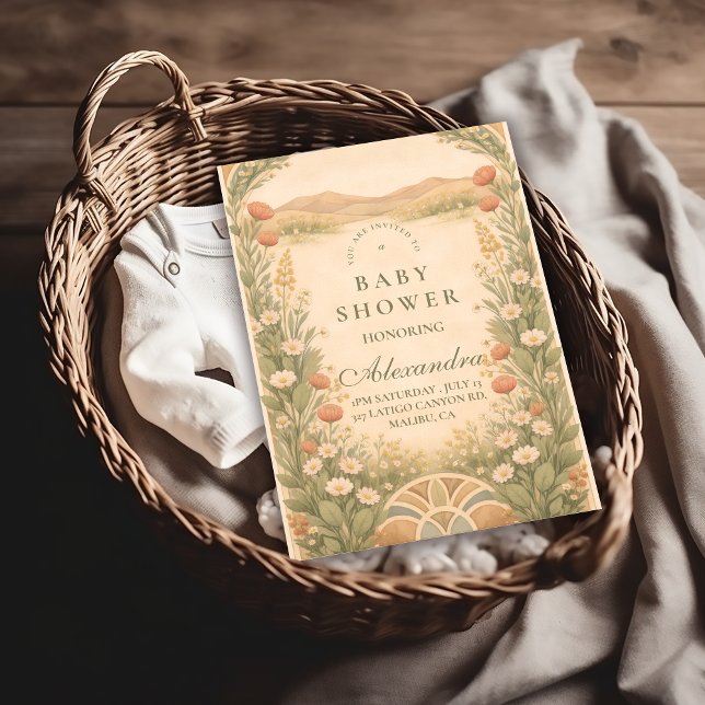 Invitación Warm Neutral Desert Botanicals Baby Shower (Subido por el creador)