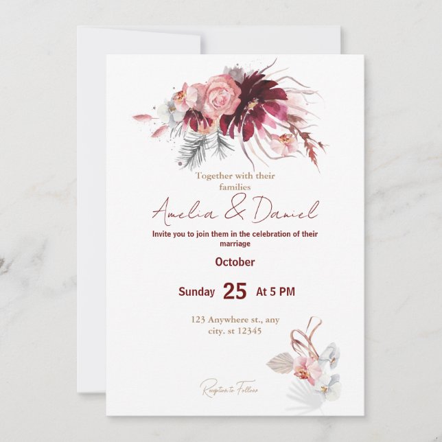 Invitación Warm Octiber Wedding (Anverso)