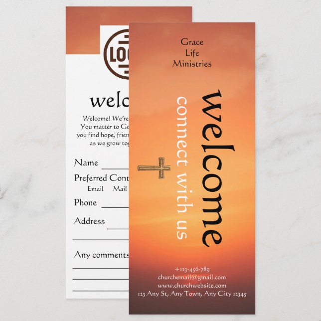 Invitación Warm Sunset Church Connection Card (Anverso / Reverso)